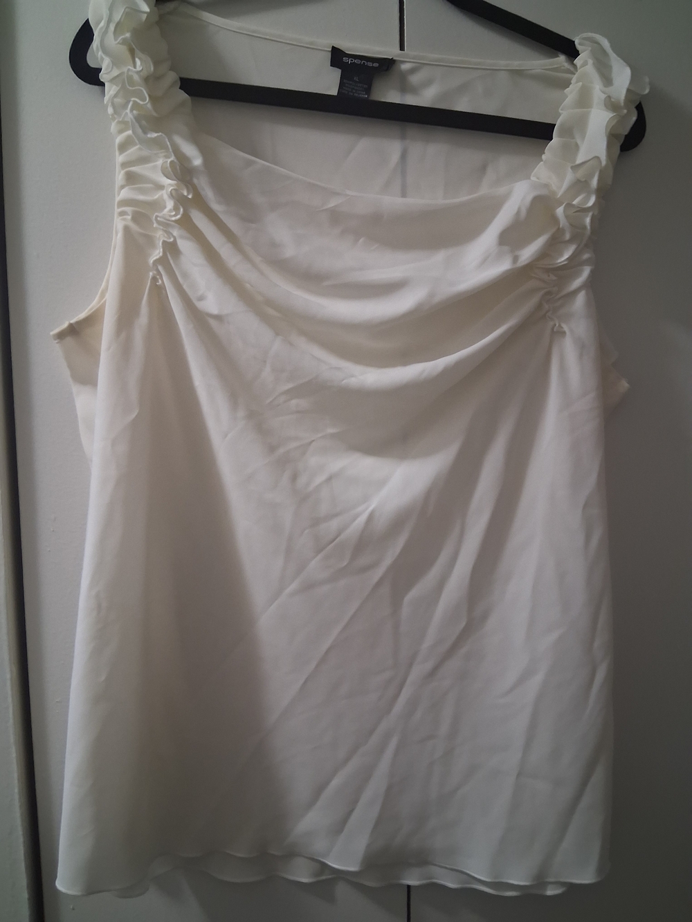 Spense White Sleeveless Blouse with Ruffle Straps